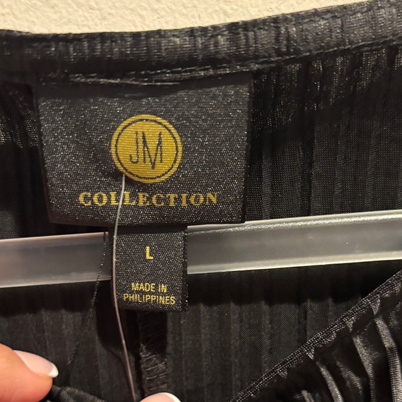 JM Collection Black Pleated Short-Sleeve Tee - Picture 2 of 6